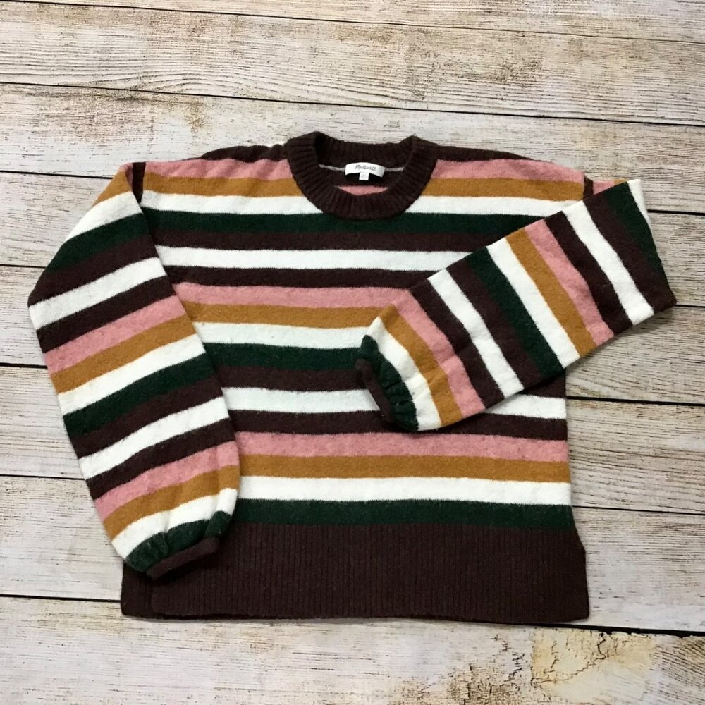 Madewell Striped Knit Pullover Sweater Merino Alpaca Wool Blend Size XS - Picture 2 of 13